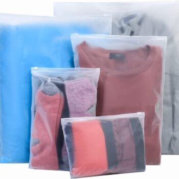 20 Pcs Travel Storage Bags, Clothes Packaging, Reusable Plastic Ziplock, Frosted Waterproof Resealable Clothing Zipper Pouch for Shoes Cosmetics Storage