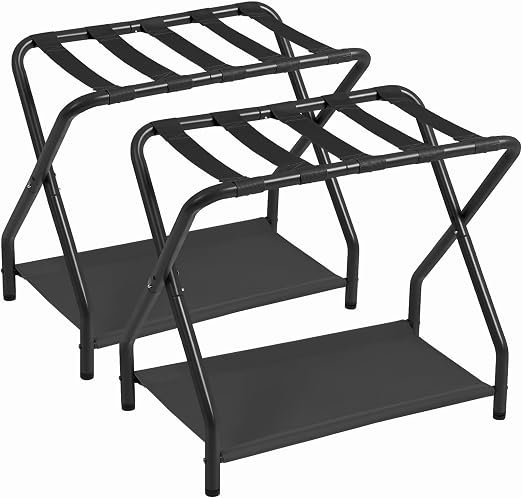 Luggage Rack, Set of 2, Foldable Suitcase Stands for Guest Room