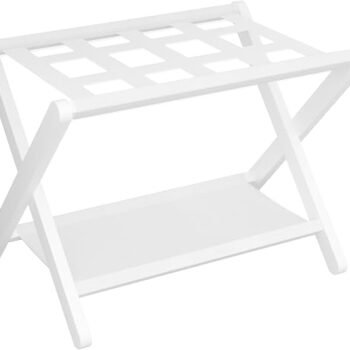 Luggage Rack, Folding Suitcase Stand with Storage Shelf