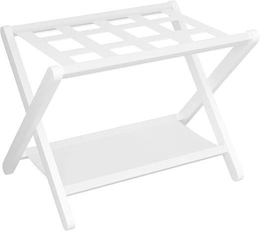 Luggage Rack, Folding Suitcase Stand with Storage Shelf