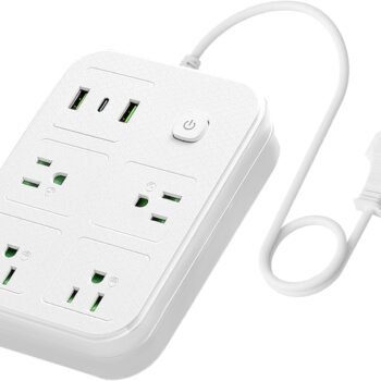 European Travel Plug Adapter, European Power Strip with 4 AC Outlets 1 USB C and 2 USB Ports, Europe to US Plug Adapter Type C for EU Germany France Spain Italy Travel (3ft)