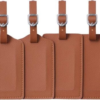 Luggage Tag，Leather Identifiers Travel Tags for Suitcase,Bag Tags with Name Card Holder-Set of 4