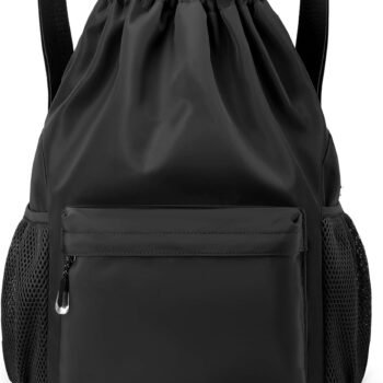 Black drawstring backpack