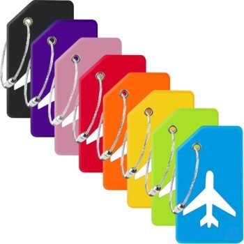 8 Pack Silicone Luggage Tags for Suitcases, Approved, Privacy Protection Suitcase Bag Tag with Stainless Loop, Plane Travel Essentials by , Mixed Color