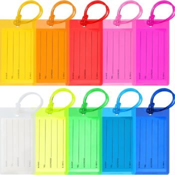 10 Pack Luggage Tags for Suitcases, Airplane Travel Essentials for Flying, International Travel Must Haves, and Luggage Accessories